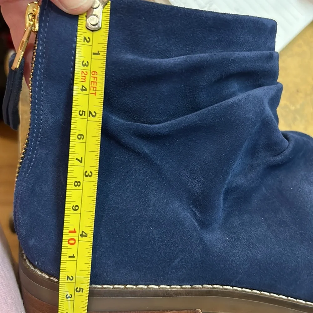 Cole Haan Blue Suede Ankle Booties with Side-Zip - Picture 12 of 13